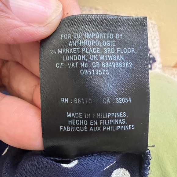 Anthro Tallulah Wide Leg Jumpsuit Navy Polka Dot V Neck Flowy Resort 4 Coastal - Picture 5 of 8